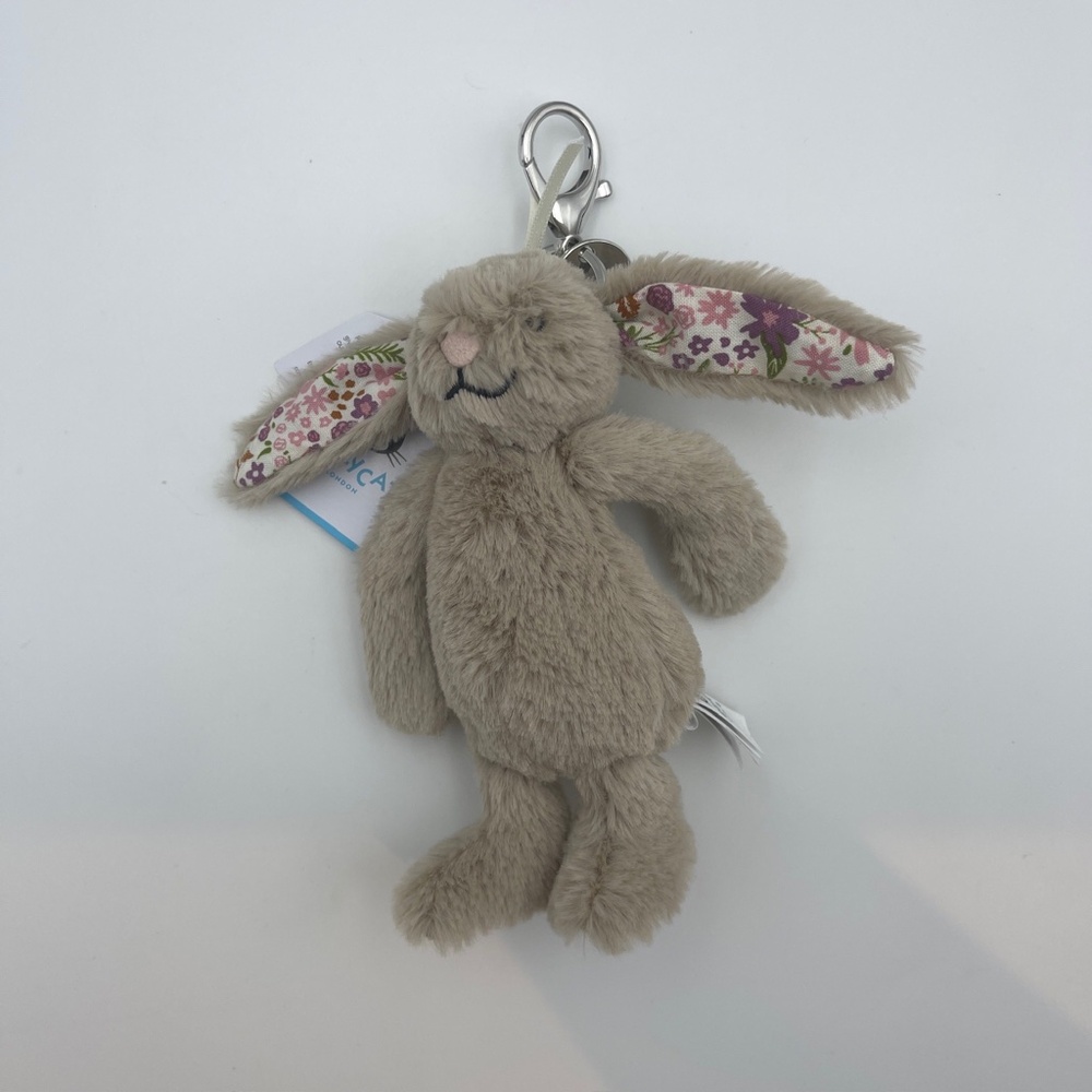 BNWT NEW JellyCat Plush Rabbit Blossom Beige Bunny petal Bag Charm 2025 keychain - Picture 1 of 9